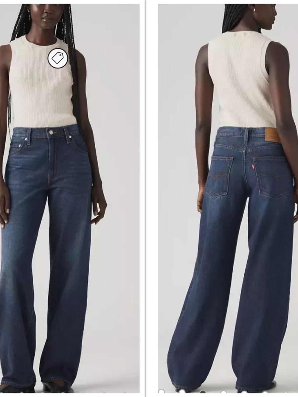 NWT Levi's Baggy Dad Linen + Denim Mid Rise Straight Leg Jeans 30x32 Dark Wash